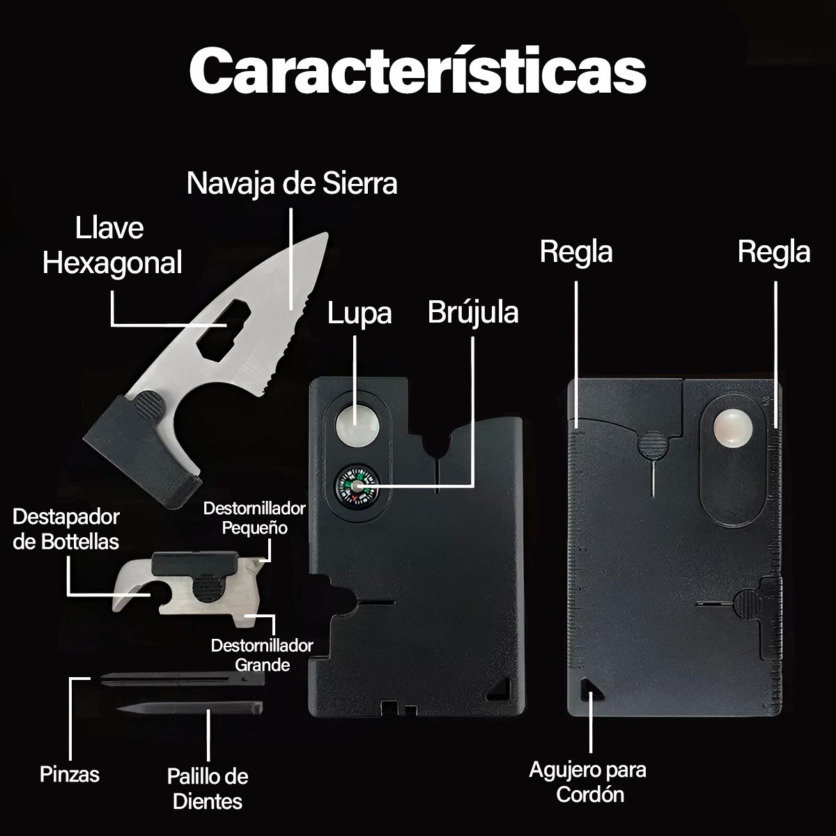 007™️ TACTICAL CARD - 10 HERRAMIENTAS EN 1