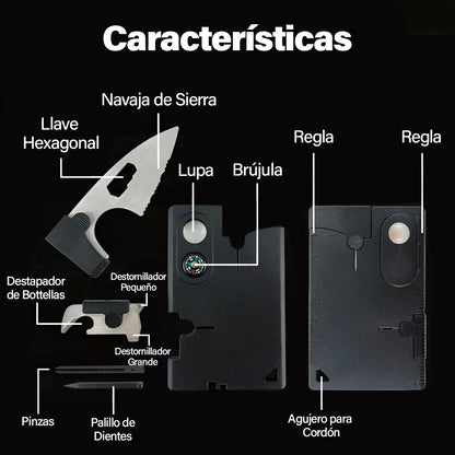007™️ TACTICAL CARD - 10 HERRAMIENTAS EN 1