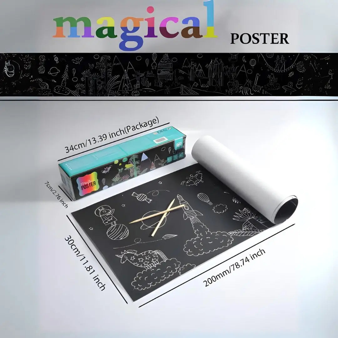 2 X 1 - MAGIC SCRATCH - Rollo Papel Mágico Raspar Dibujos 2 Mts