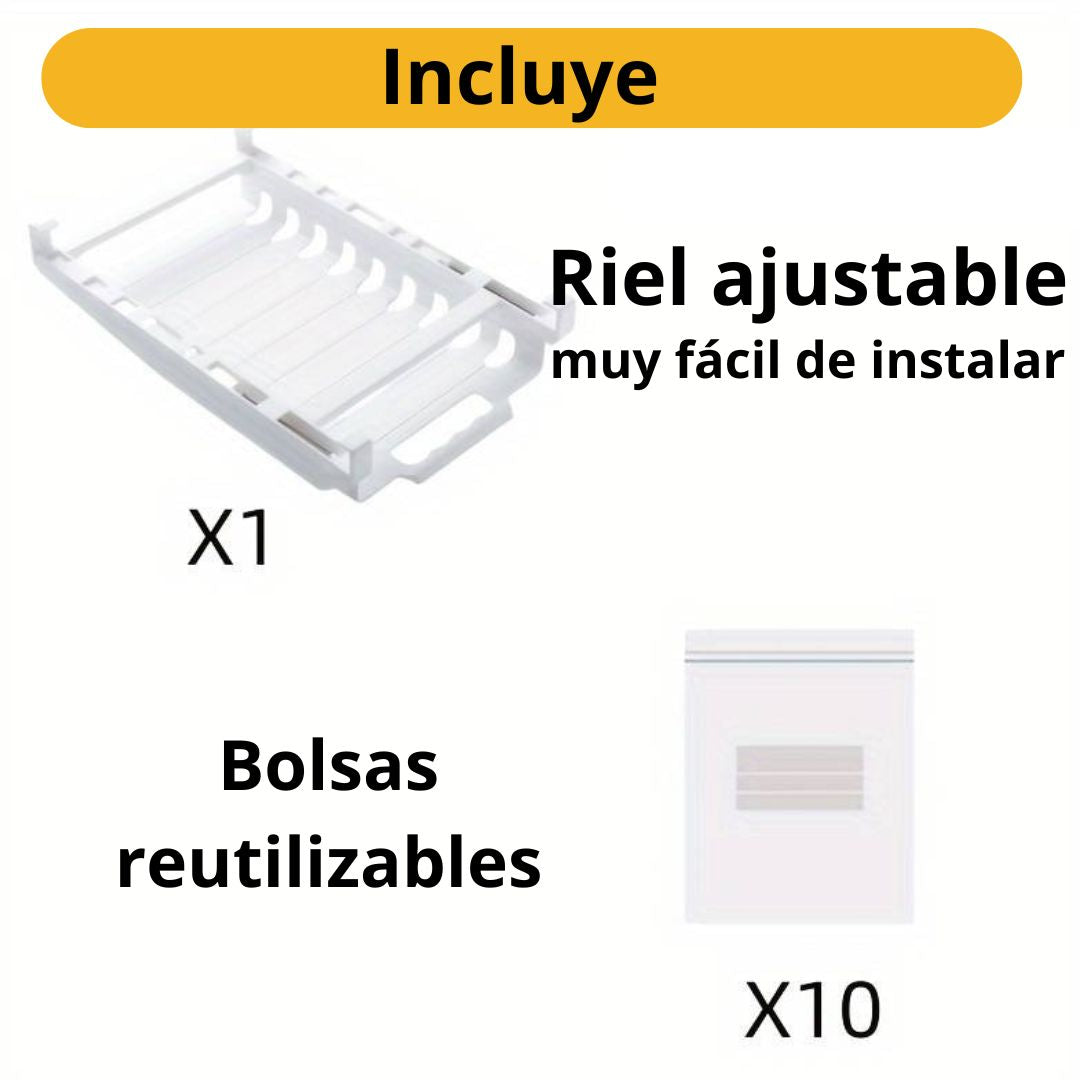 Organizador de Bolsas Ziploc para Nevera y Estantería
